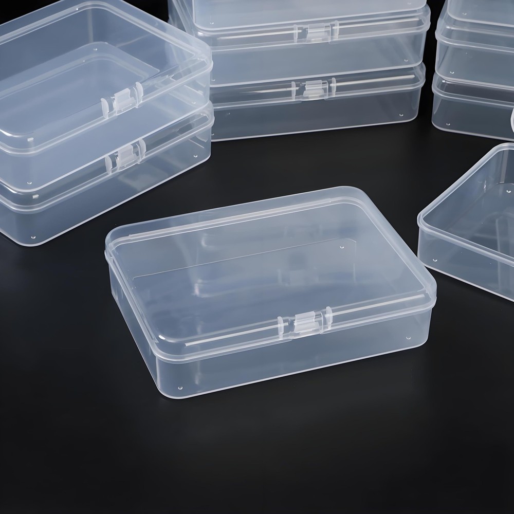 LJY 12 Pieces Rectangular Empty Mini Clear Plastic Organizer Storage Box Cont...