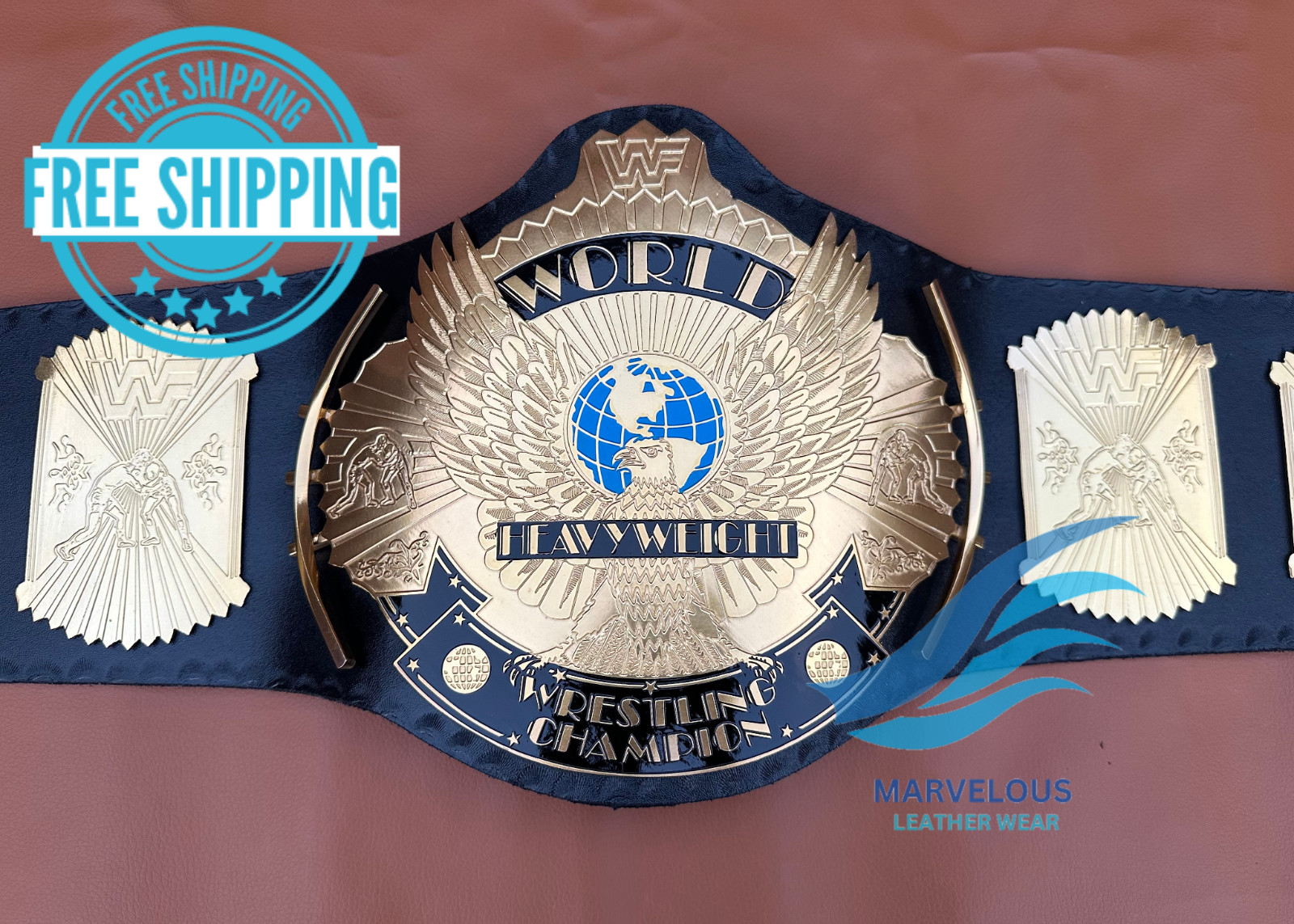 Winged Eagle Championship Wrestling Replica Title Belt 4MM Brass Adult size