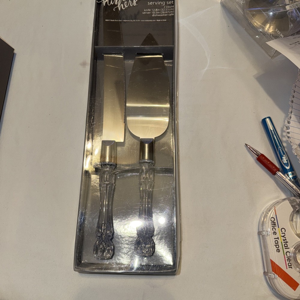 Studio His & Hers Wedding Serving Set Cake Knife & Server New Sealed Dishwasher