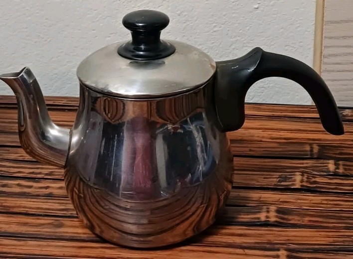 Vtg Silver Coffee Pot With Lid Java Starbucks Brew