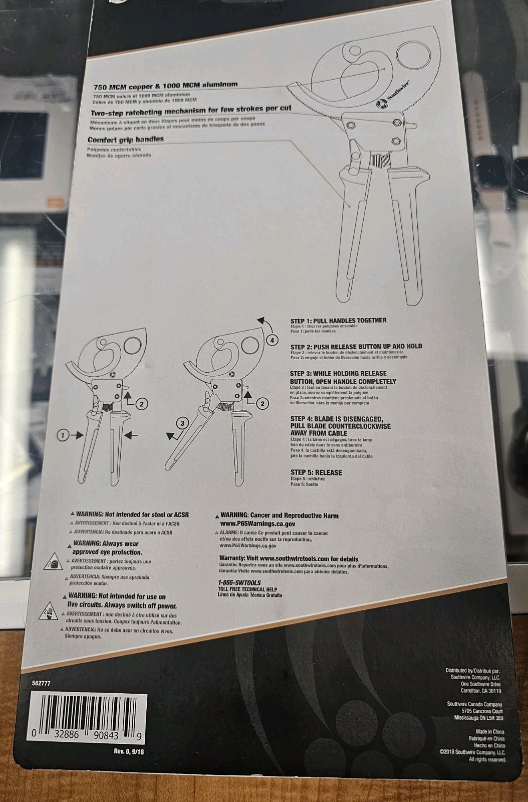 Southwire CCPR400 Heavy Duty Ratcheting Cable Cutters NEW