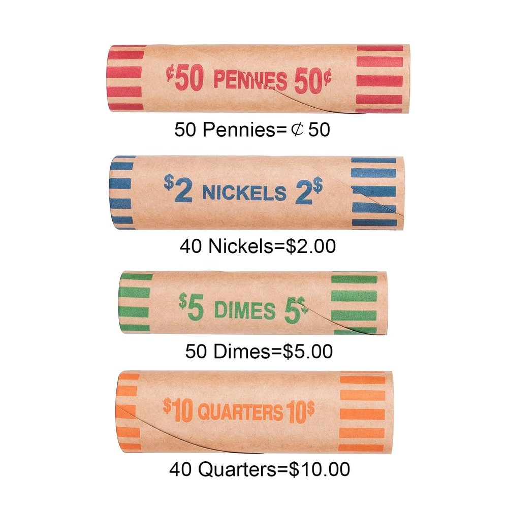 Preformed Coin Wrappers 100 PCS Rolls Assorted Preformed-100pcs