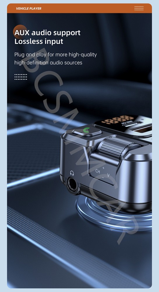 Bluetooth 5.1 Car Wireless FM Transmitter Adapter USB PD Charger AUX Hands-Free