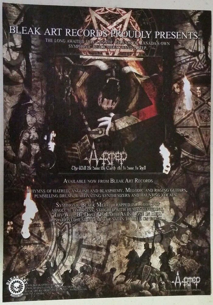 ARTEP "Thy Will Be Done on Earth..." ~ Magazine PRINT AD black metal 2010