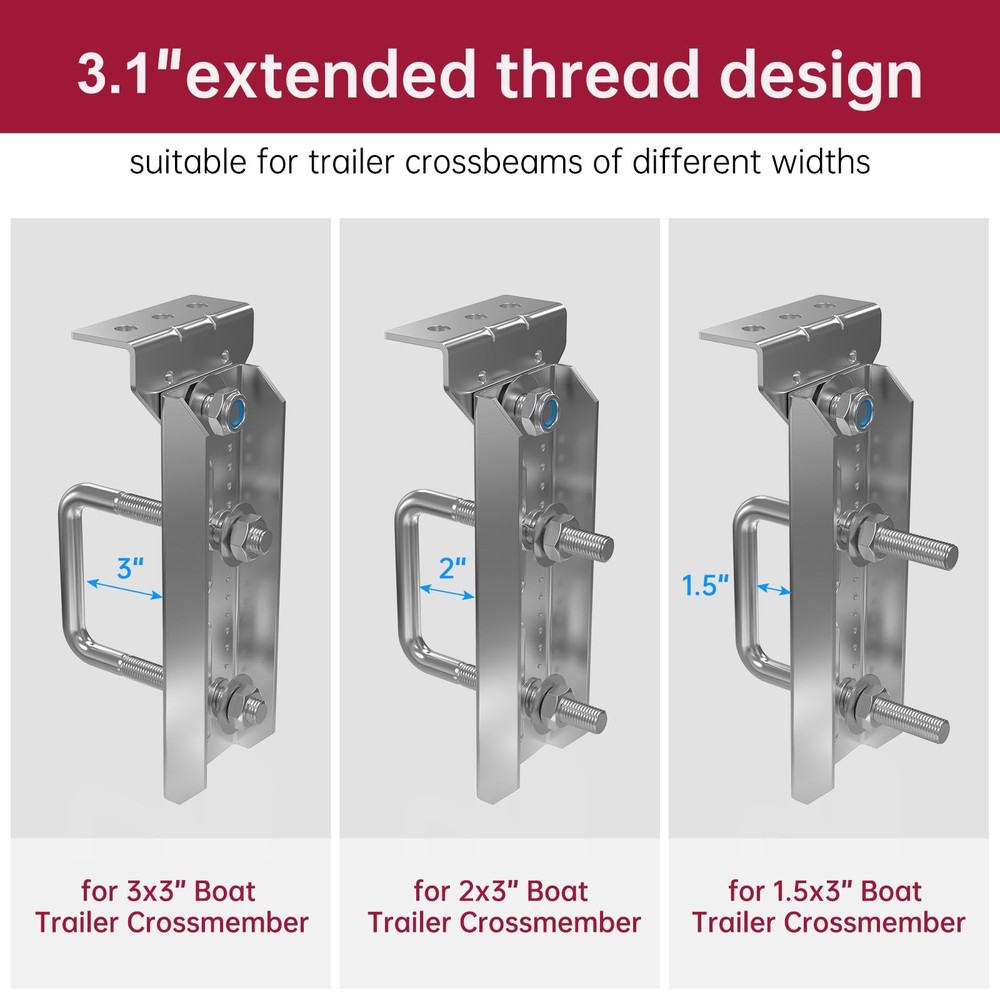 4 PC 8" Galvanized Swivel Top Bunk Bracket Kit for 3"x3", 2"x3" Trailers