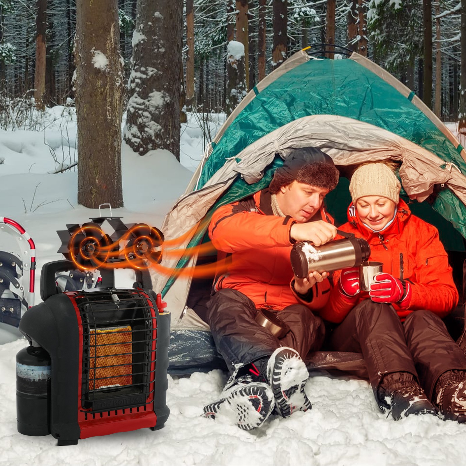 Heat Powered Fireplace Fan 12-Blade Dual Head Wood Stove or Mr Buddy Heater