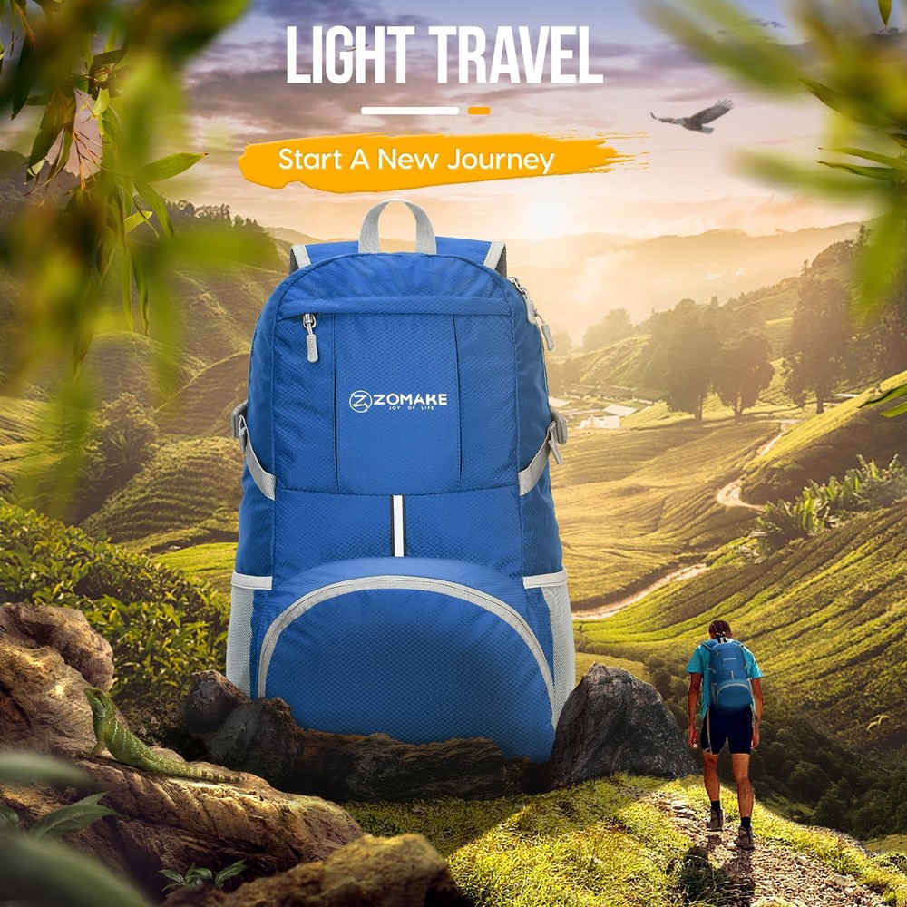 35L Lightweight Packable Backpack Foldable Water Resistant Dark Blue