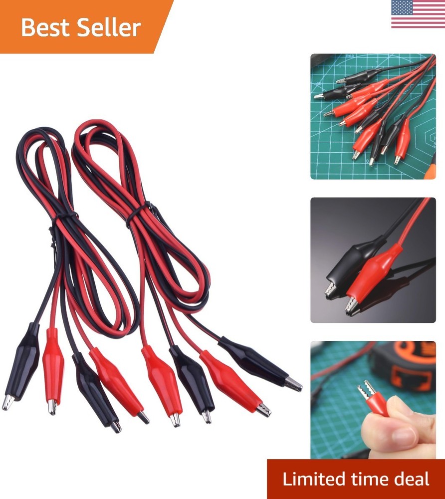 4 Pcs Alligator Clips & 40-Inch  Leads - Safe Electrical Testing Wires