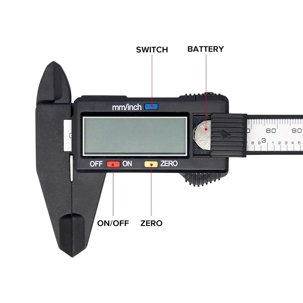 Electronic Digital Caliper, Plastic Vernier Caliper, Caliper Measuring Tool w...