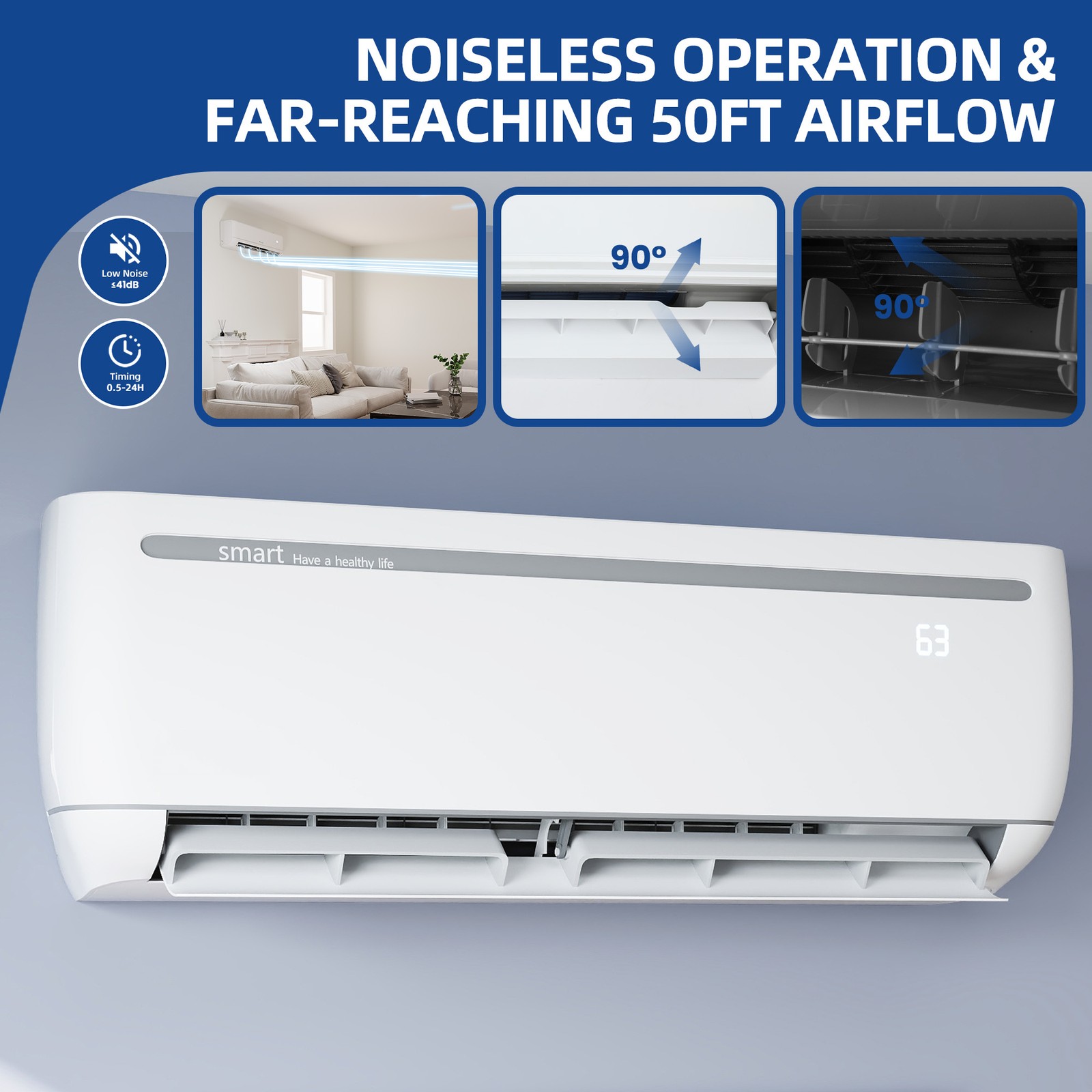 20 SEER2 12000 BTU Mini Split Air Conditioner & Heat Pump Ductless Design