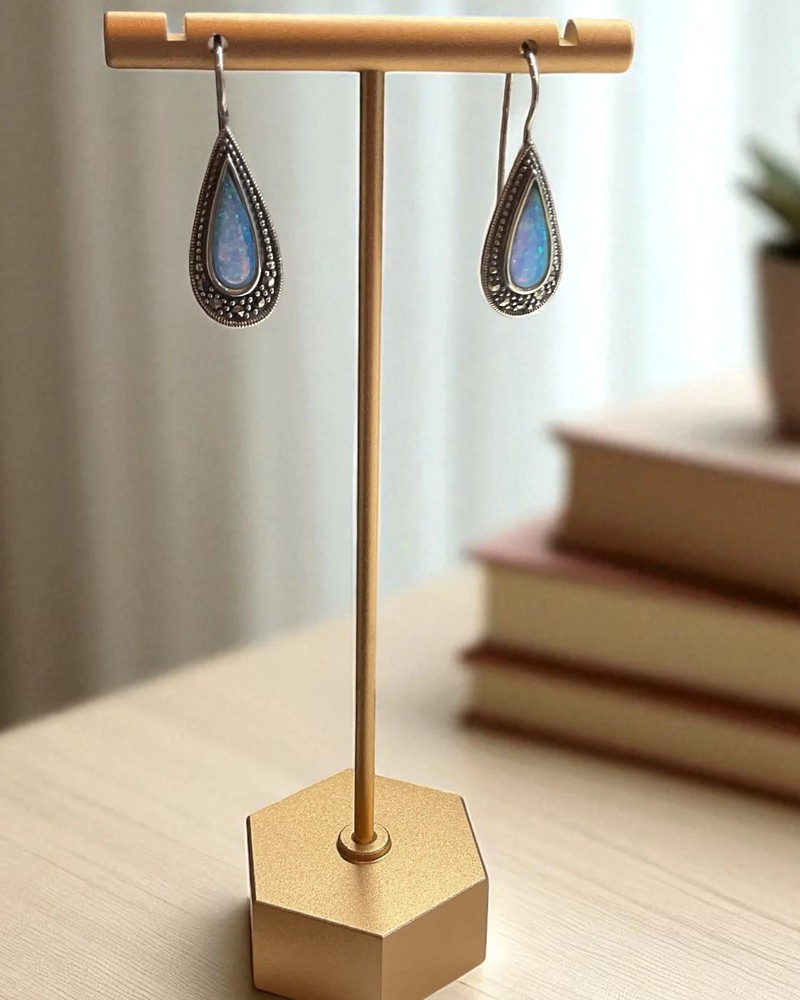 Opal & Marcasite Designer Earrings