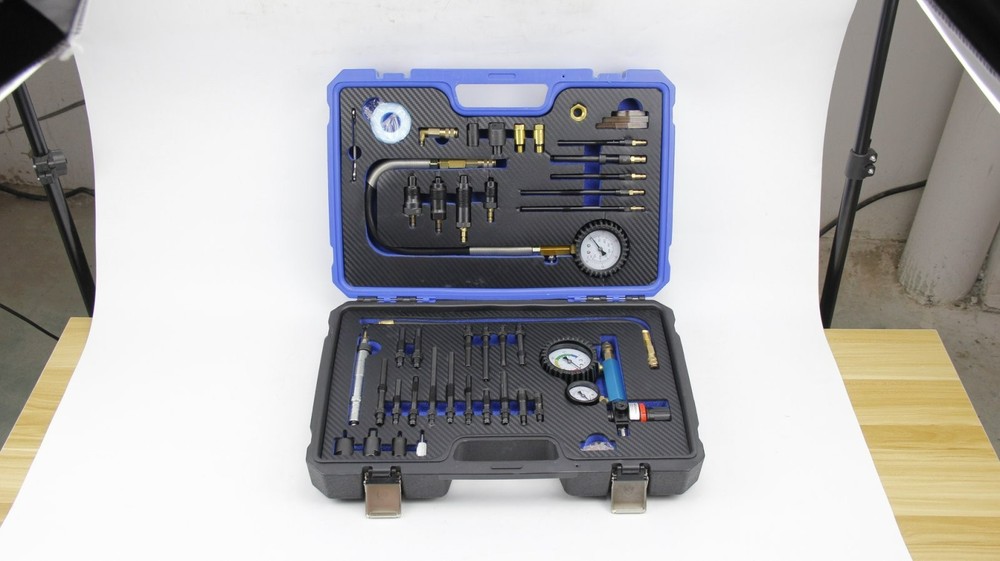 46PCS Compression and Leakage Test Kit Petrol & Diesel Compression Tester Kit