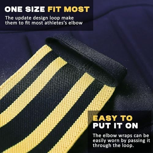 Elastic Elbow Wraps for Weightlifting - Compression Support Straps for Gym, Powe