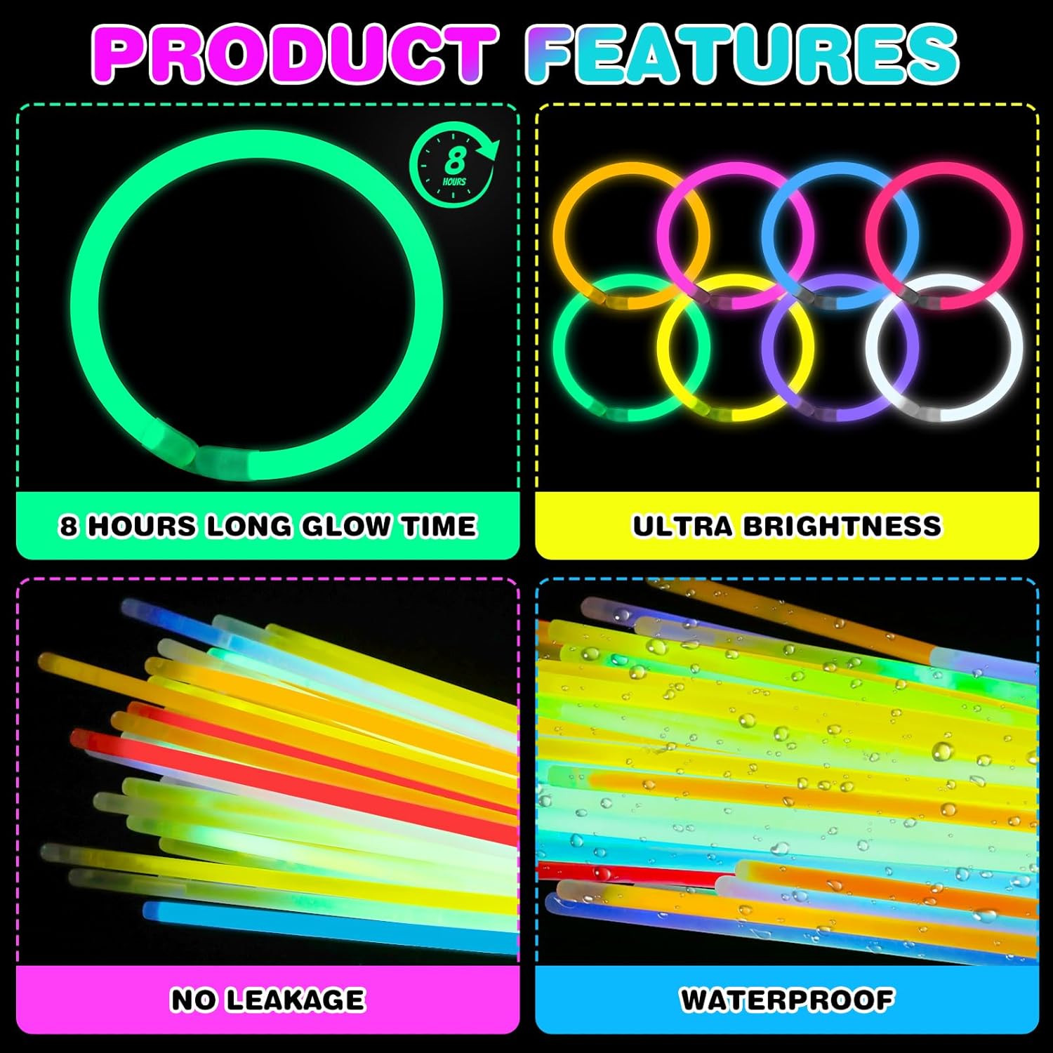 86 PCS Ultra Bright Glow Sticks, Inch Glow Sticks Bulk Party Pack, Light up Sti