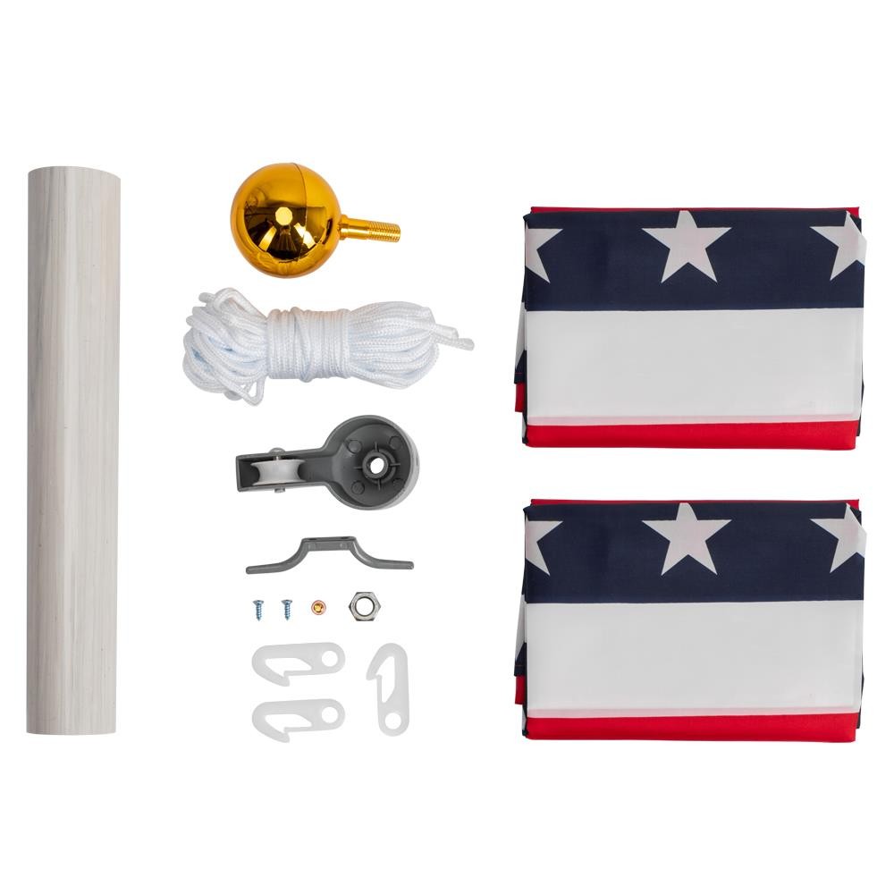 Heavy Duty Aluminum 20' Sectional Flag Pole Kit With 2 Pcs US Flag Kit