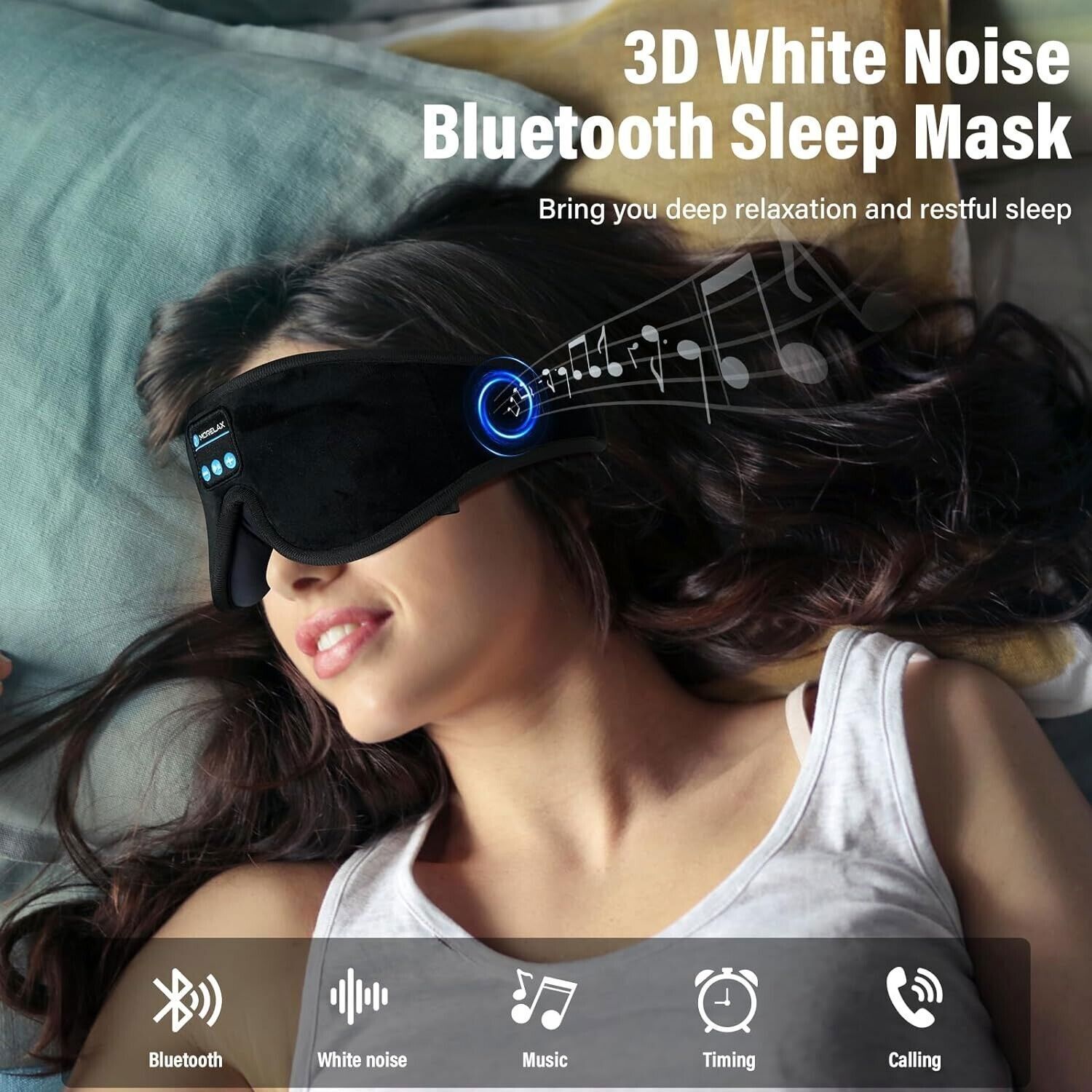 Sleep Mask with Bluetooth Headphones, 3D Sleep Mask Wireless Music Eye Mask