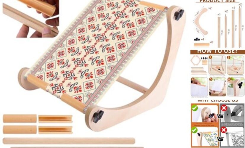 codree Adjustable Embroidery Table Stand, Wood Embroidery Hoop Holder, Hands