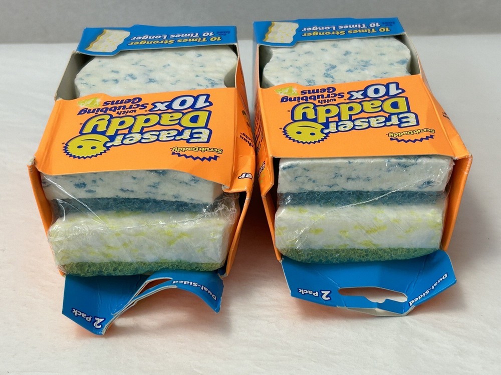 New Scrub Daddy Eraser Sponge Daddy 10x Stronger Durable Melamine 4-PACK (SH4)
