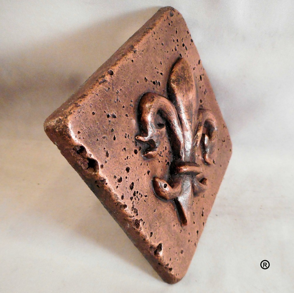 Copper Fleur d' Lis Diagonal 4'x4' Wall Tile