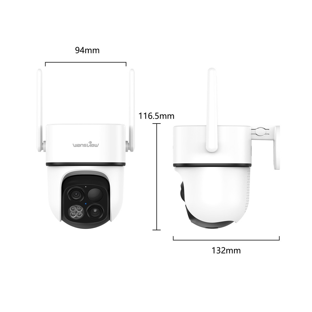 Wansview 2K 3MP Dual-Cam Solar Wireless Security Camera 360°PTZ Human Detection
