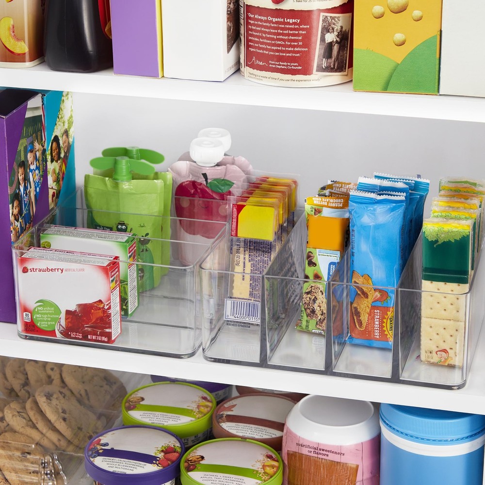 STORi 4-Compartment Clear Plastic Organizer, Rectangular Divided Makeup and V...