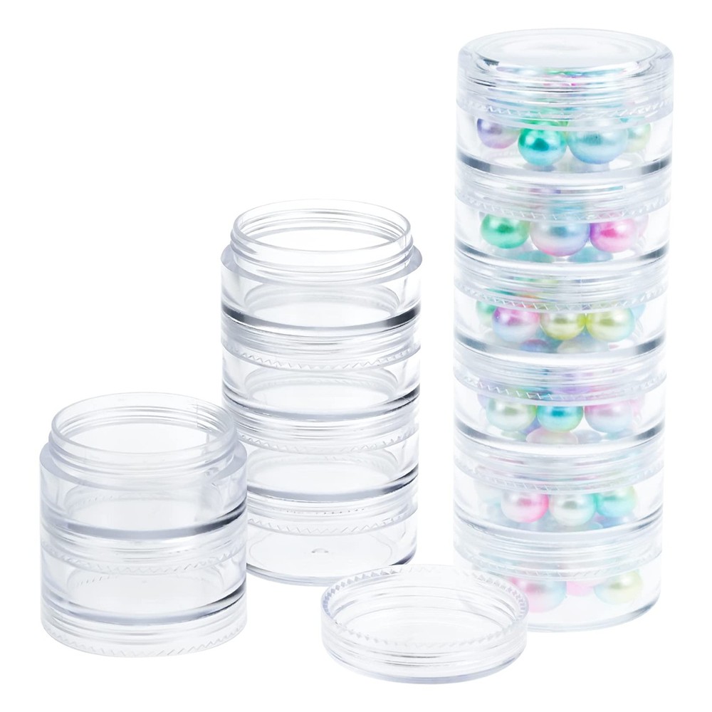 Fengek 6 Sets 6 Layer Stackable Plastic 1.4 x x 4 inches, Clear