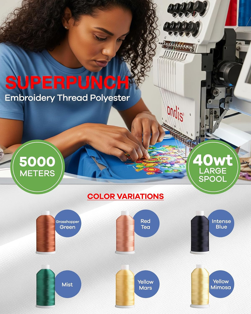 Super B Polyester Embroidery Thread, 40Wt Large Spool 5000M, Embroidery Thread f