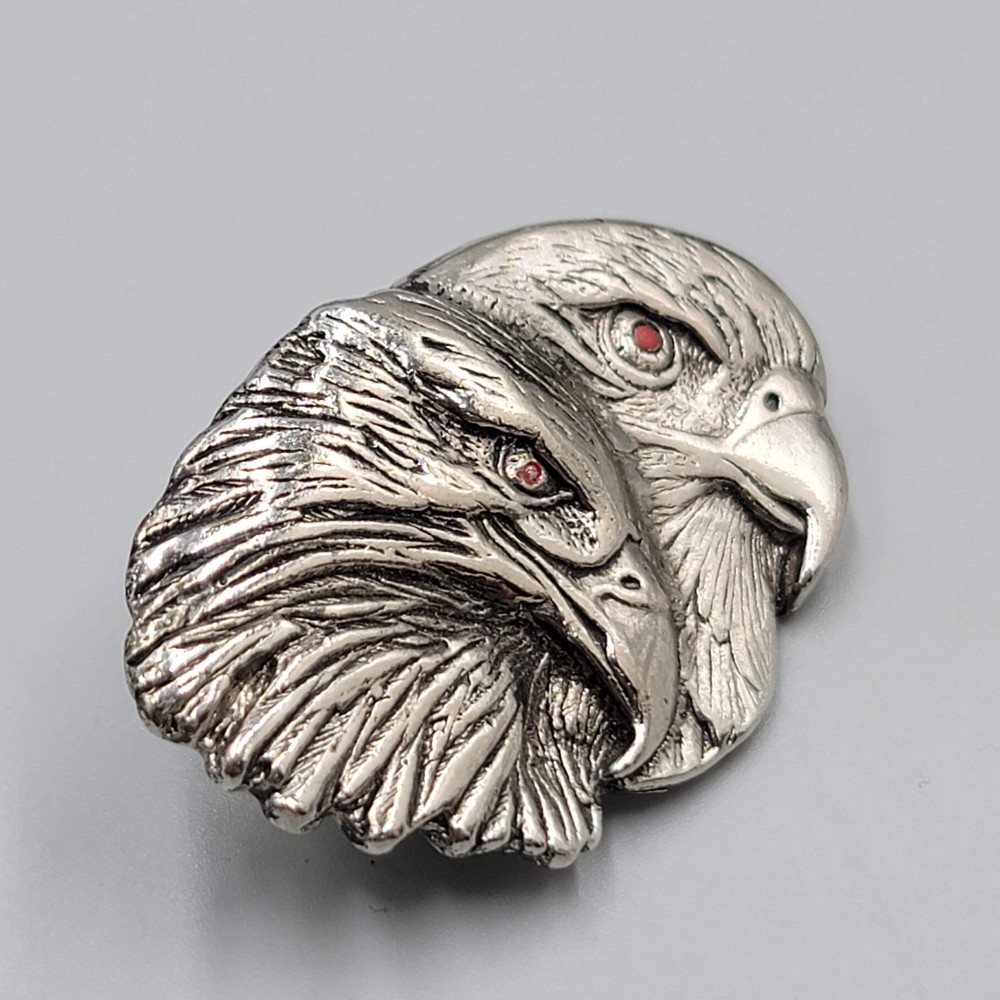 Double Eagle Biker Pin Jacket Vest Blunt ends Silver tone 2"