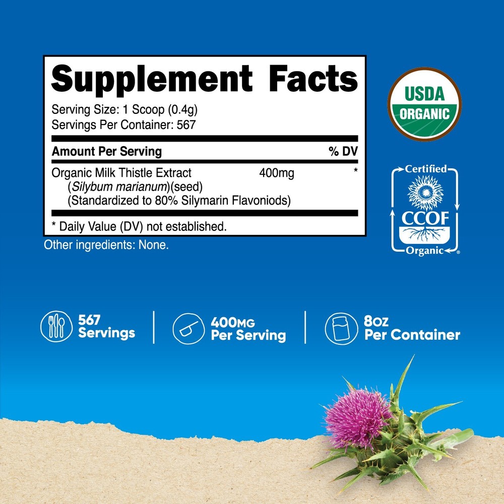 Nutricost Organic Milk Thistle (Unflavored) 8 oz per container