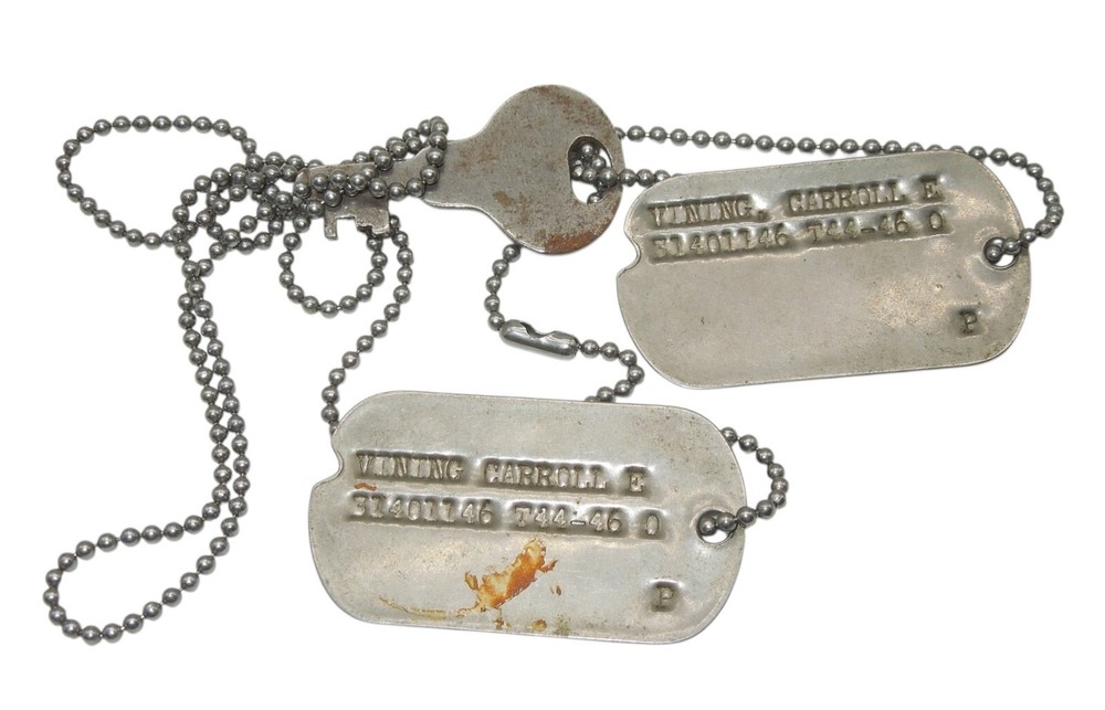 Original WWII US Army Air Force AAF Veteran Dog Tags & Chain CA12