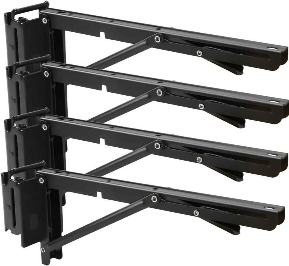 12 Inch Double Fittings E Track Shelf Bracket  Hinged Collapsible Table 4 Pack