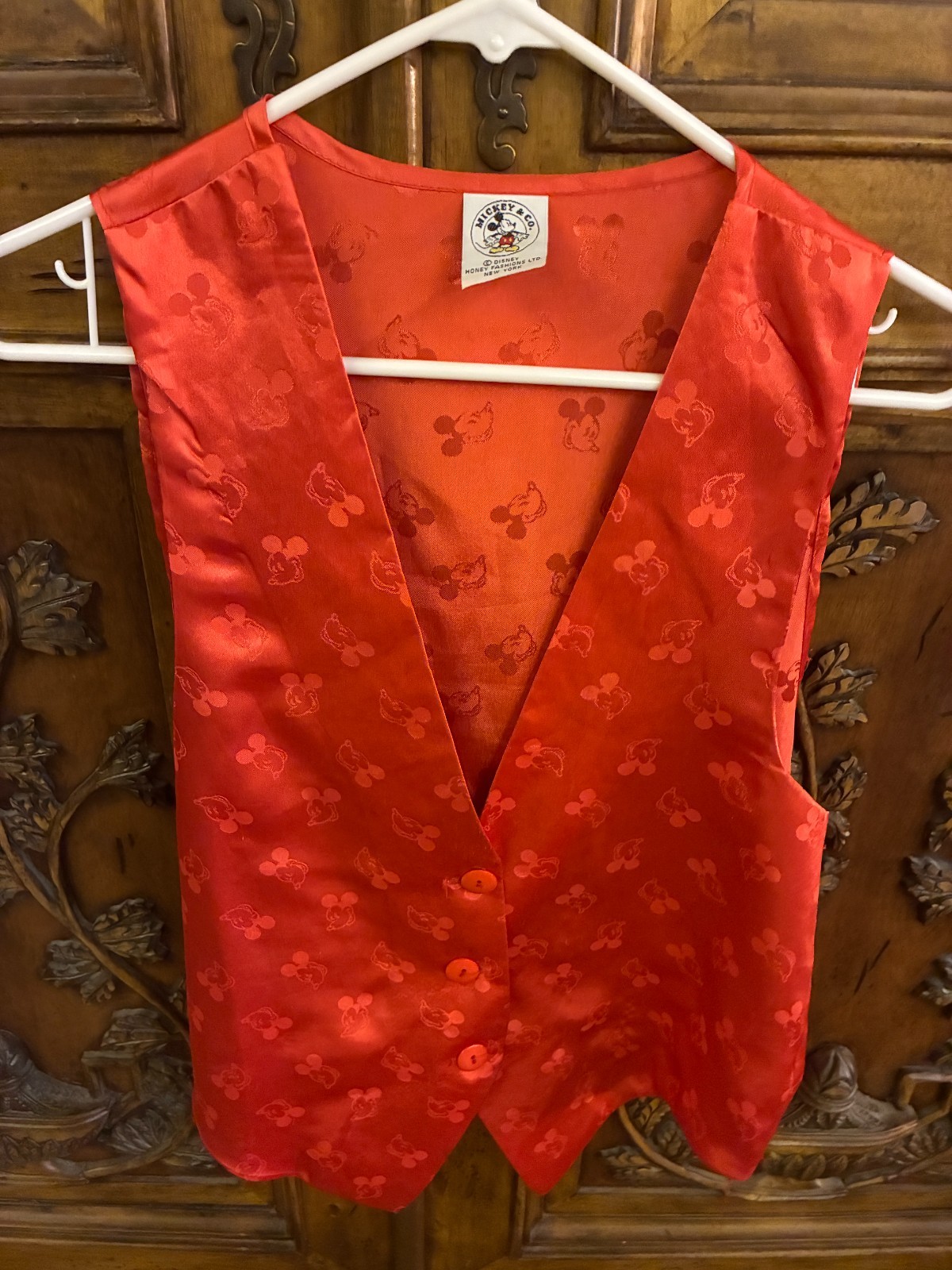 90s Mickey Mouse Vest Size S/M Disney Retro Mickey & Co Vintage Red Satin