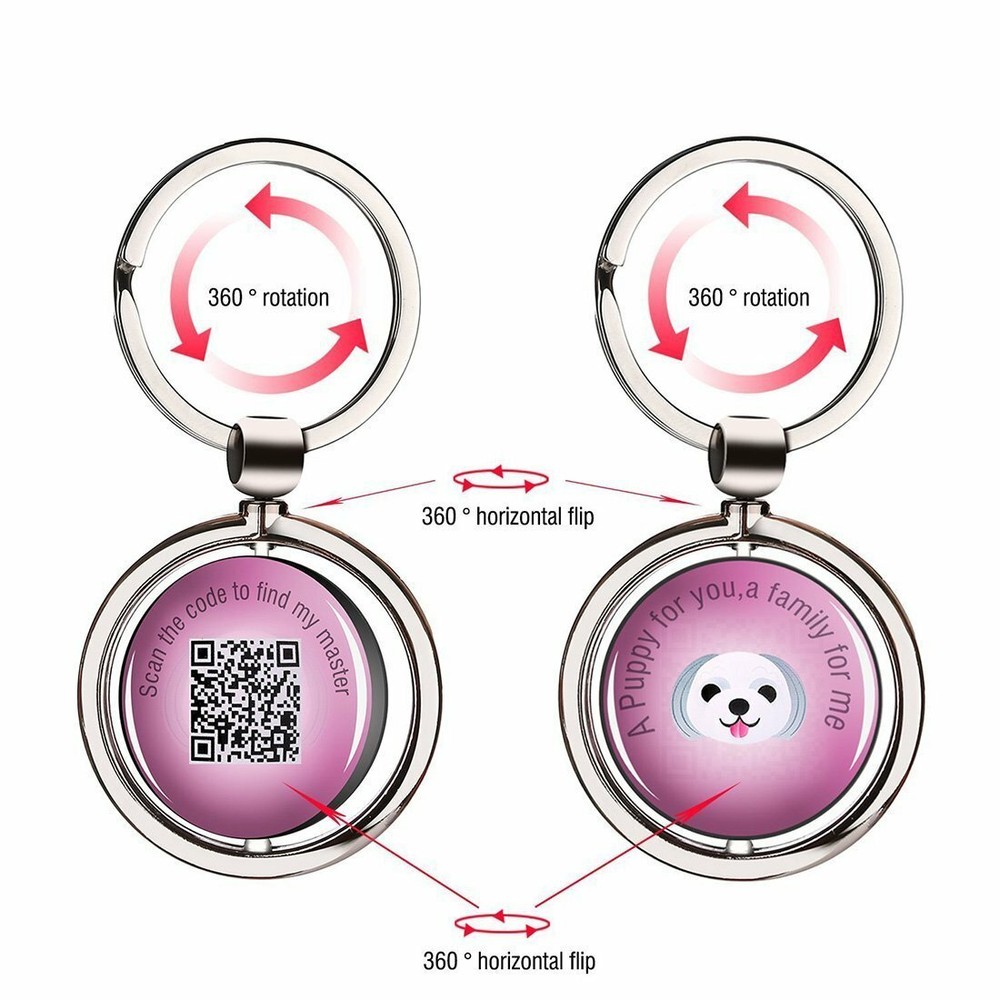 Pet ID Smart Tag Puppy Wireless Locator Keychain QR Code Rotatable without App