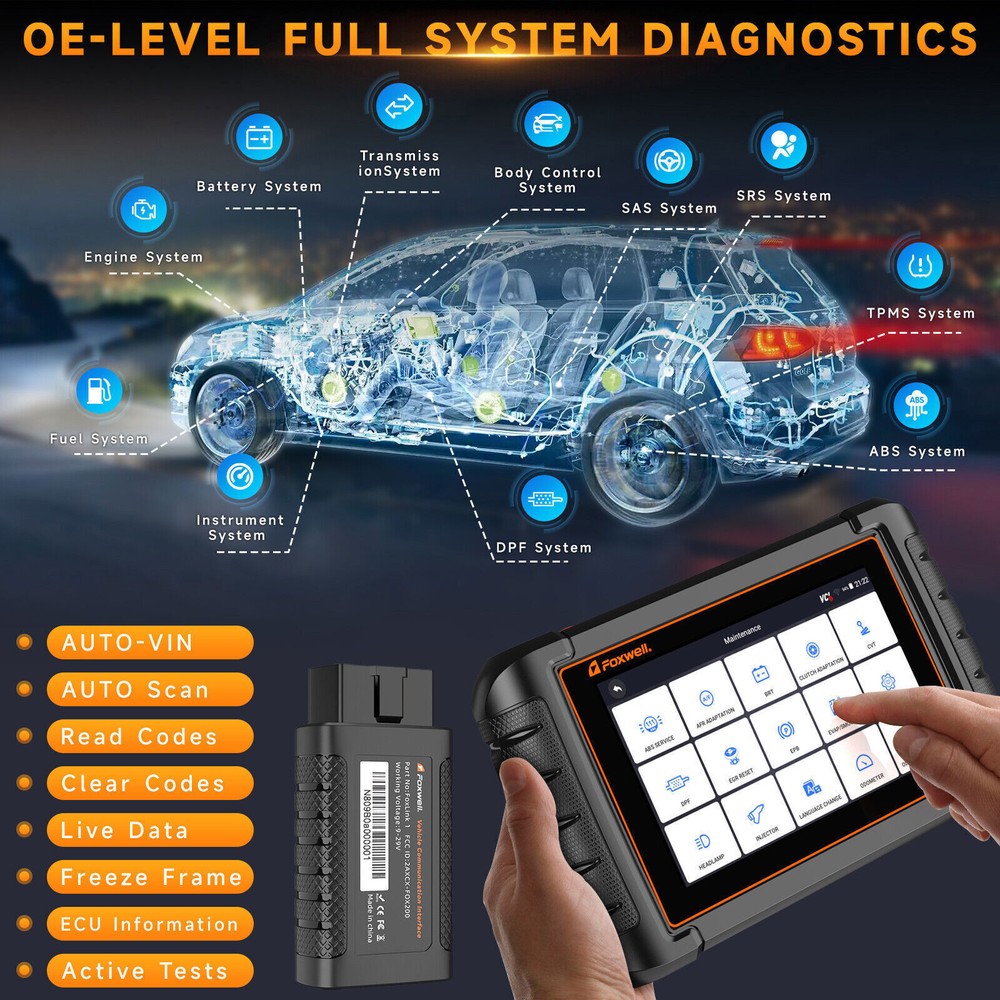 FOXWELL NT809TS OBD2 Scanner Diagnostic Tool TPMS Programming Car Bi-Directional
