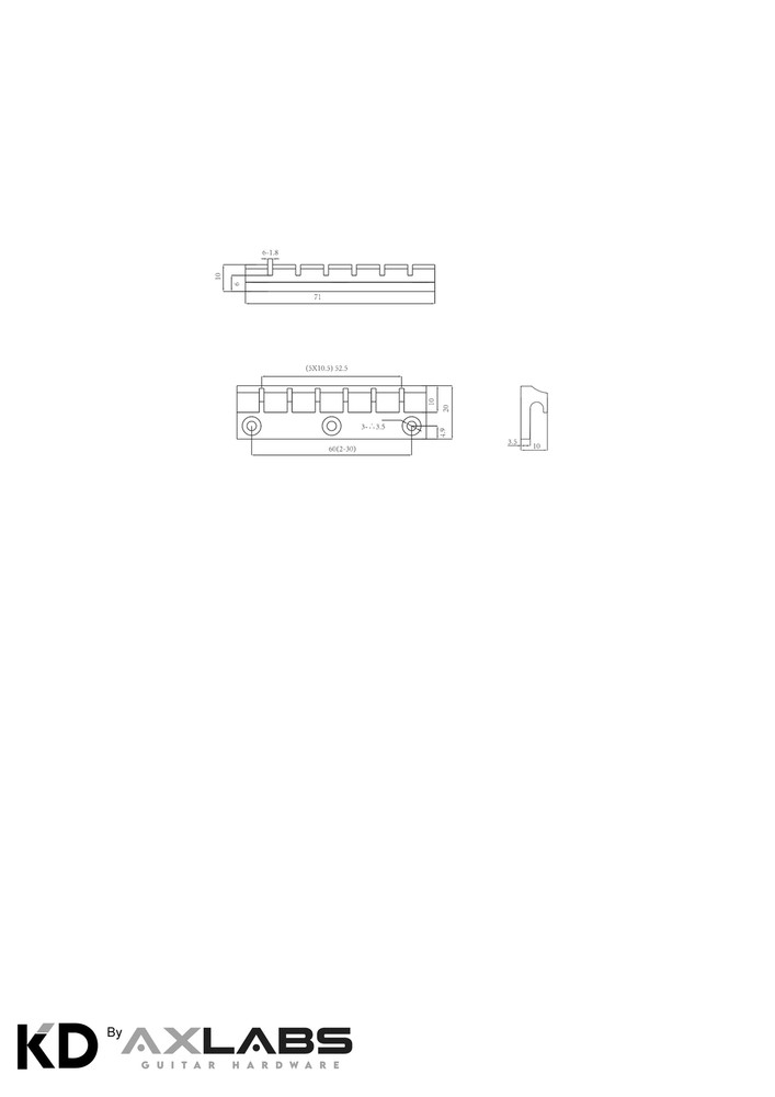 KD By AxLabs 6-String Tailpiece -3-Screw Top Mount (1275 Style) - Black