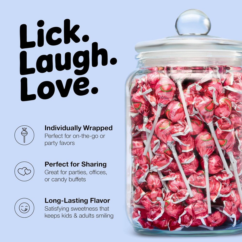 Watermelon Lollipops – 65 Count Bulk Candy Pack, Individually Wrapped Medium