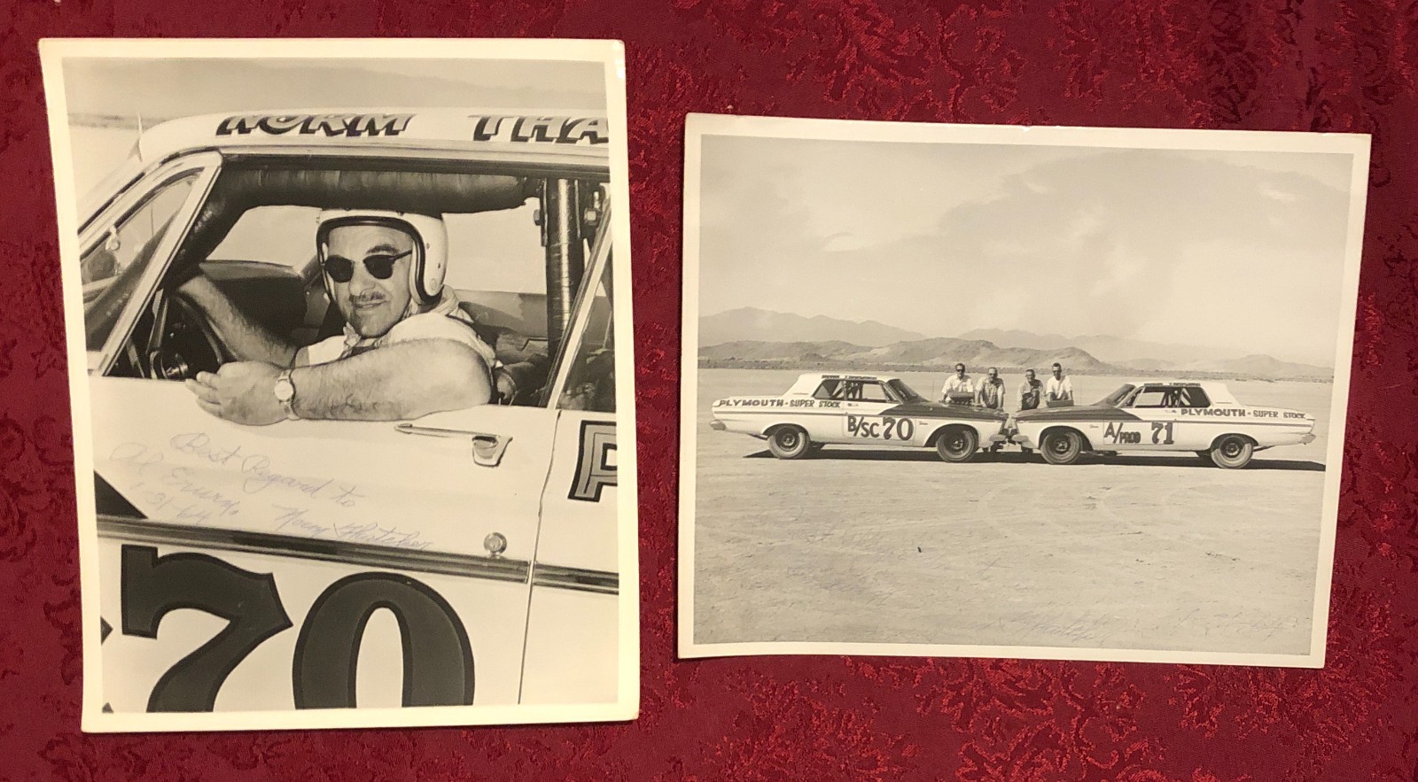 1964  NORM THATCHER Photos w/ Autograph  Plymouth Drag Racing Bonneville Legend
