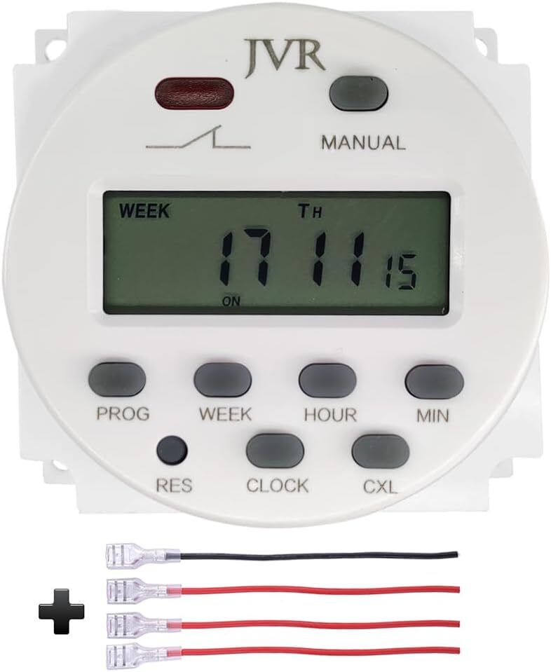 12V Timer Switch - Programmable, DC/AC/Solar Battery Powered | 12 Volt White