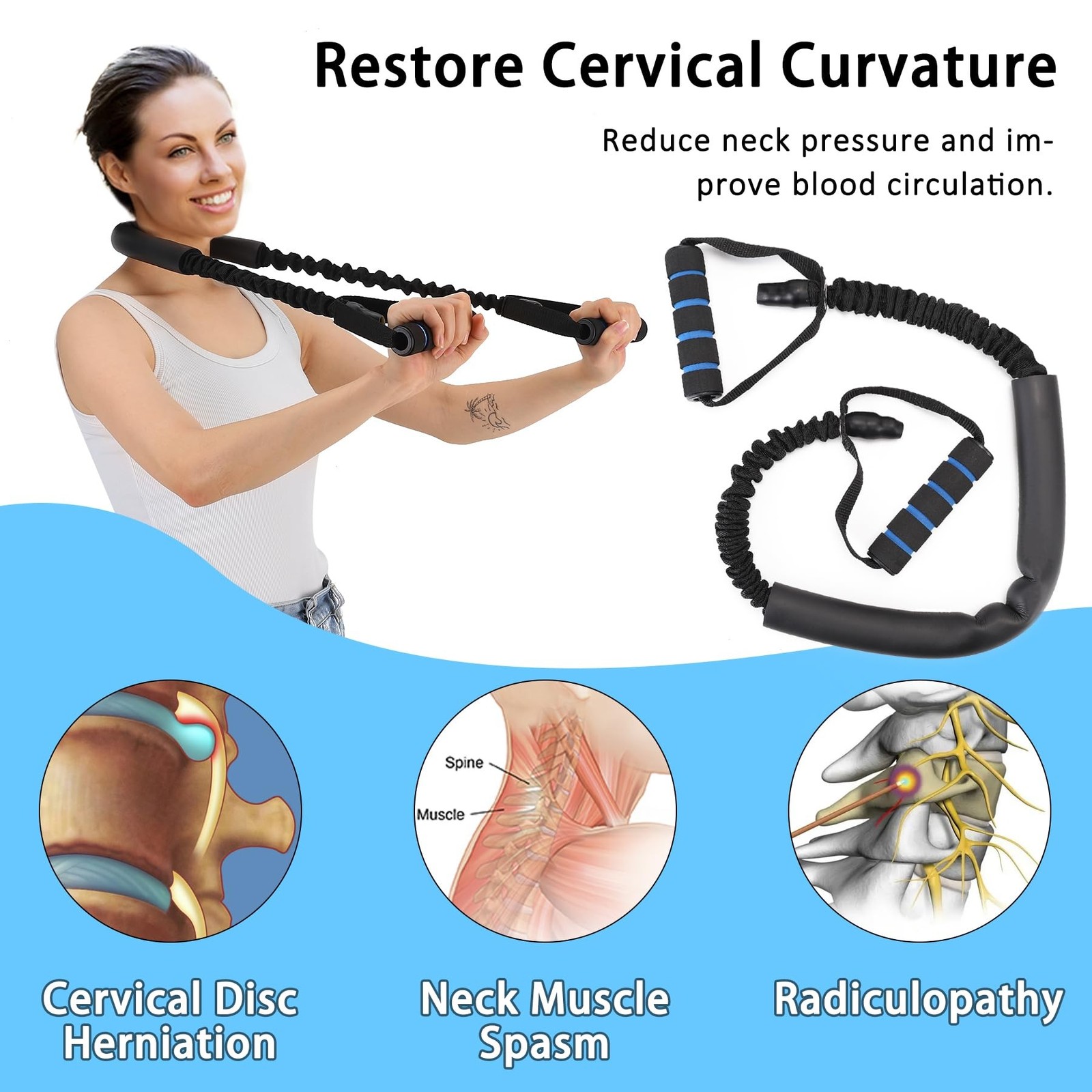 Neck Stretcher Exerciser, Cervical Traction Device, Neck Chiropractor Pull De...