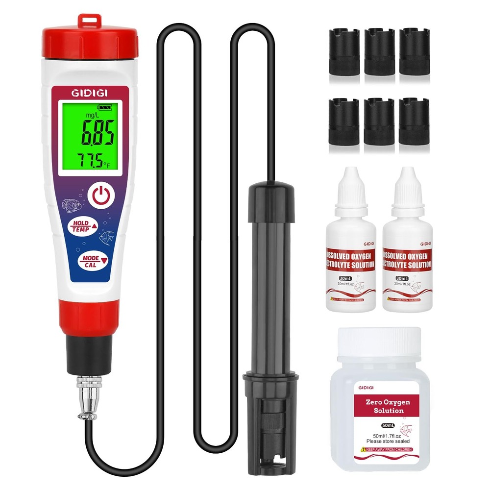 Digital Dissolved Oxygen Meter,Dissolved Oxygen Test Kit with 4.92 ft Probe Cabl