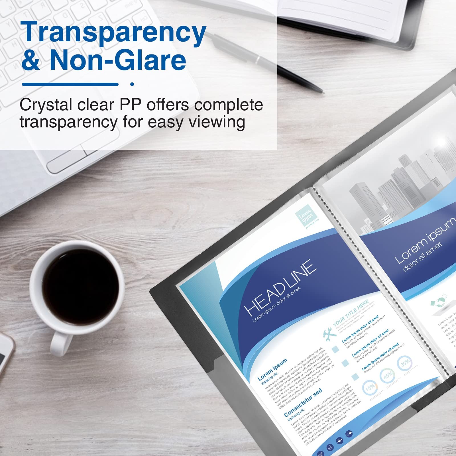 Sooez Art Portfolios 11"x17", Large Portfolio Folder with 30 Pockets & Black ...