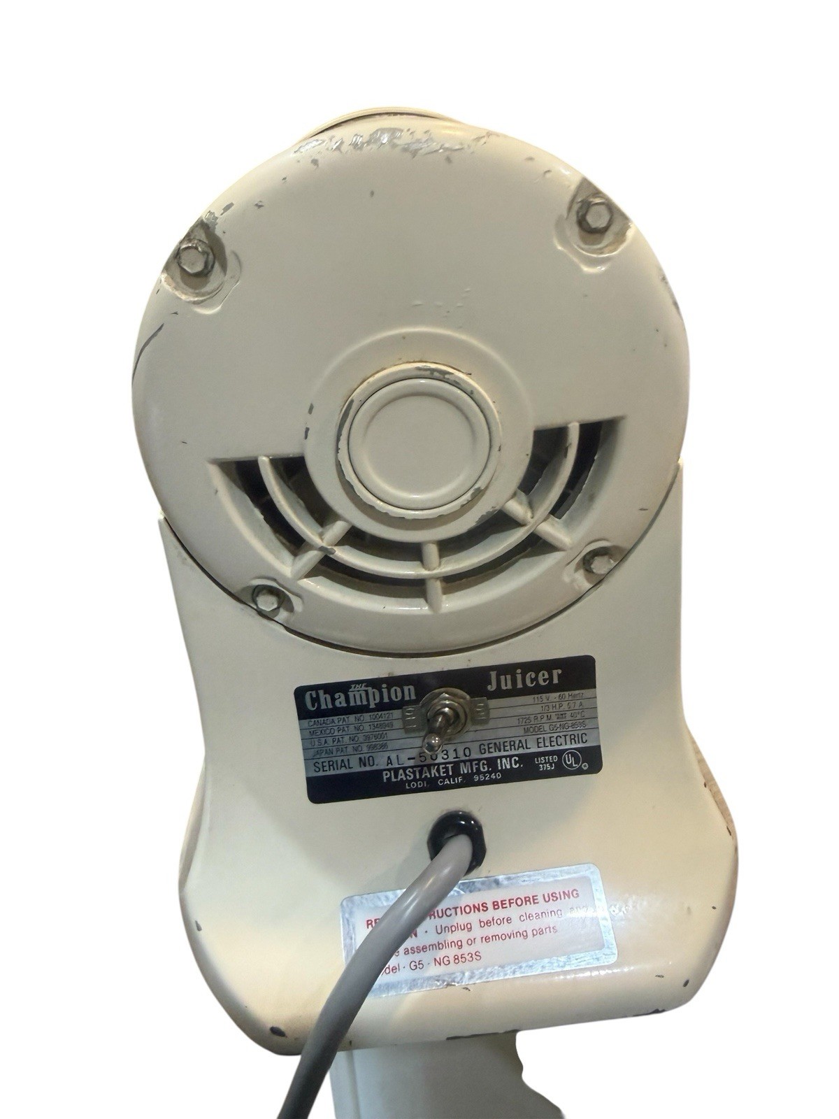 Champion G5-NG-853S White Color Juicer with Attachments Work Horse! Powerful