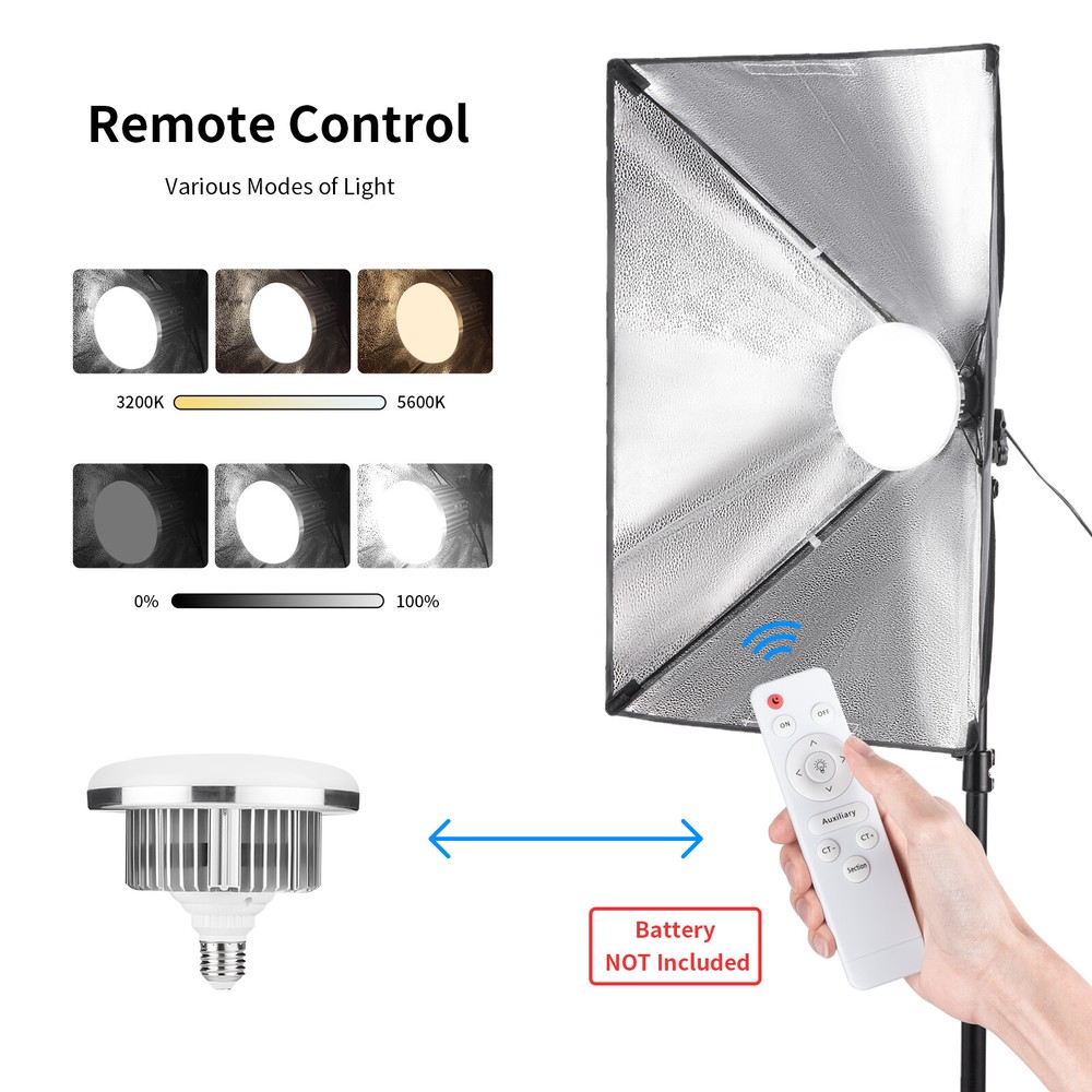 2Pcs Softbox Lighting Kit LED Continuous Photography Tripod Remote Control