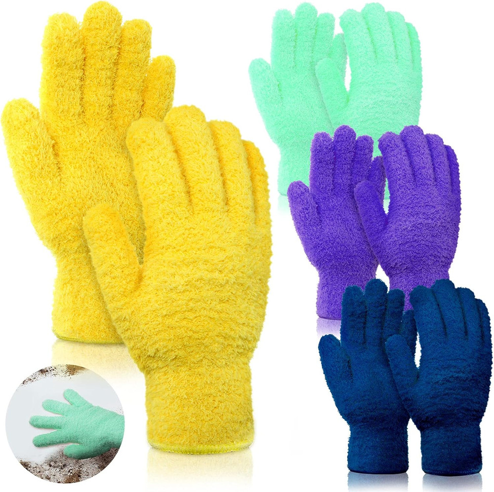 4 Pairs Microfiber Auto Dusting Cleaning Gloves Washable Cleaning