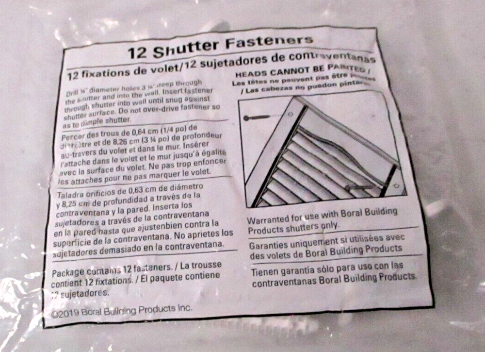 (12-Pk) Exterior Shutter Fasteners White