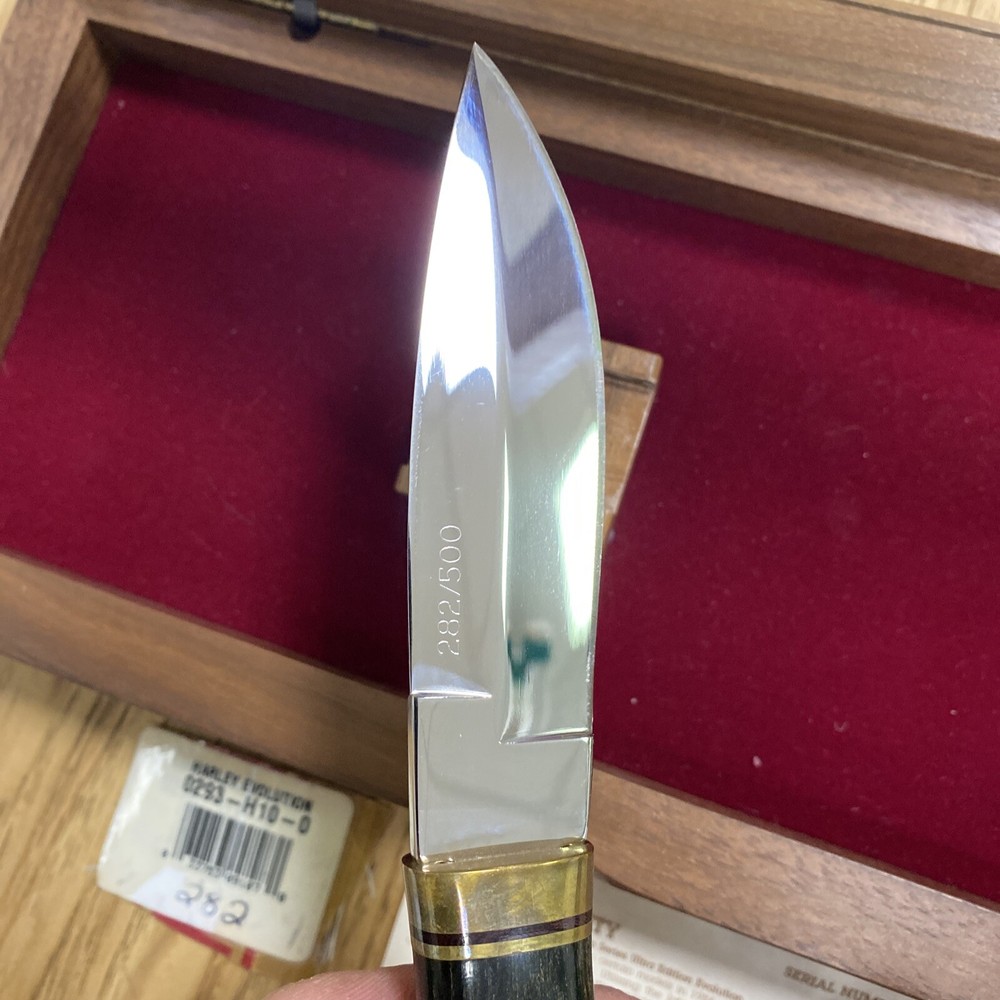 Buck Custom Usa Made Fixed Blade Harley Evolution Inlaid Presentation Box Number