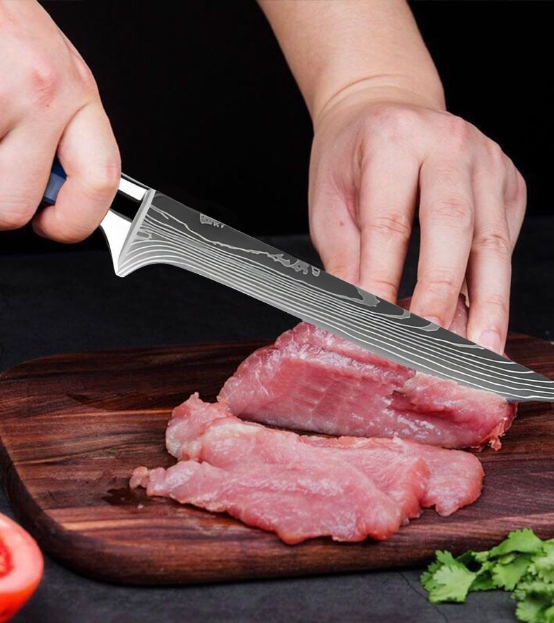 12PC Japanese Damascus Pattern Chef Knives Cleaver Kitchen Knife Set With Sheath