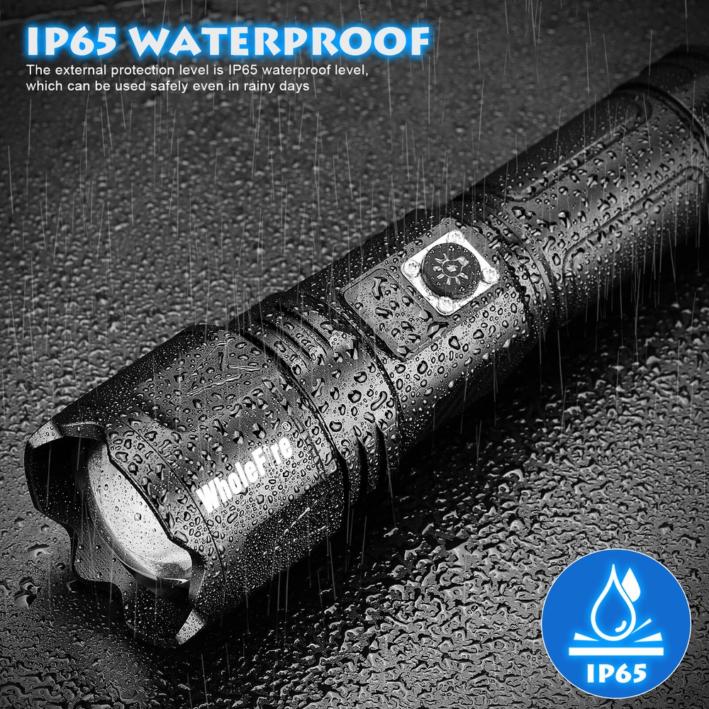 5000000 lumens LED tactical flashlight, super bright and powerful flashlight-