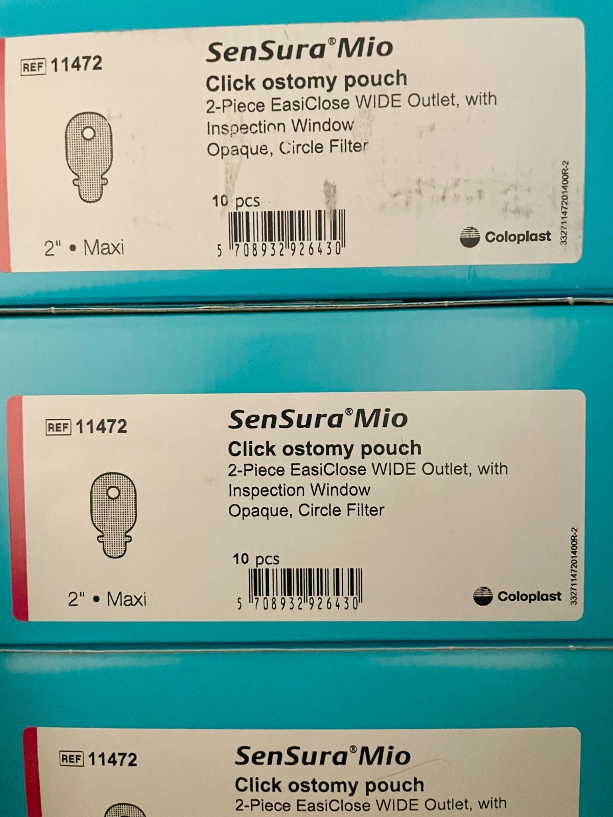 SenSura Mio Click Ostomy Pouch, 2-Piece EasiClose Wide Outlet - 10ct 11472 NEW