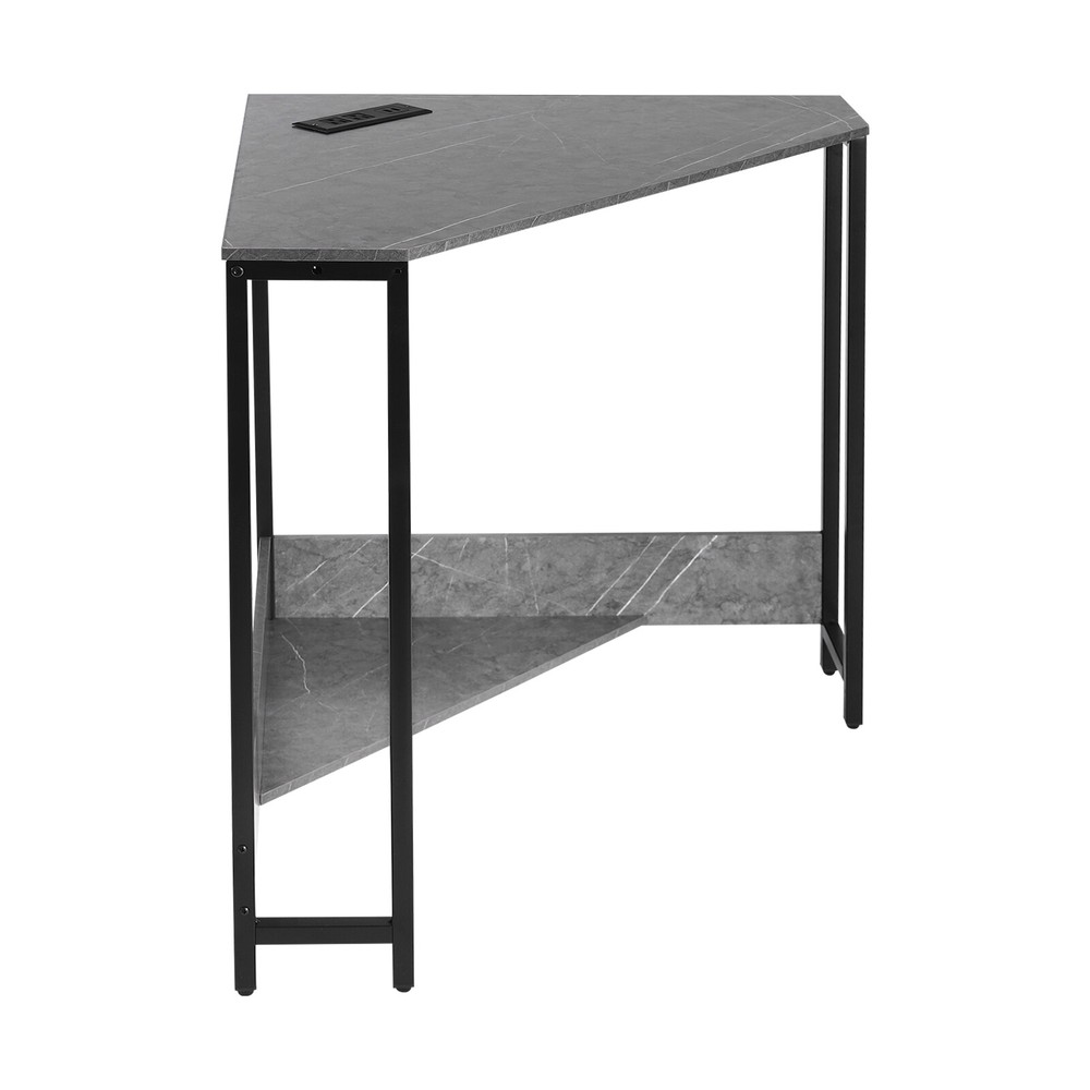 Corner Desk, Small Computer Desk with Outlets & LED Lights, Small Office Desk